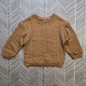Cozy Brown Cable Knit Sweater Unisex Long Sleeve Top Rustic Textured Knitwear
